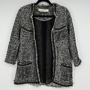 Zaraknit Open Front Eyelash Cardigan Blazer Pockets Office Career Womens Small